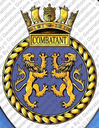Coat of arms (crest) of the HMS Combatant, Royal Navy