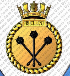 Coat of arms (crest) of the HMS Truculent, Royal Navy