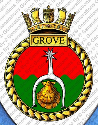 Coat of arms (crest) of the HMS Grove, Royal Navy