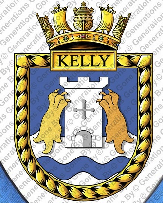 Coat of arms (crest) of the HMS Kelly, Royal Navy