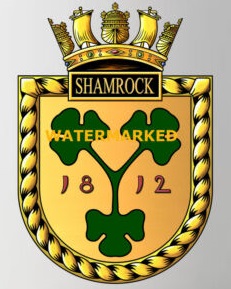 Coat of arms (crest) of the HMS Shamrock, Royal Navy