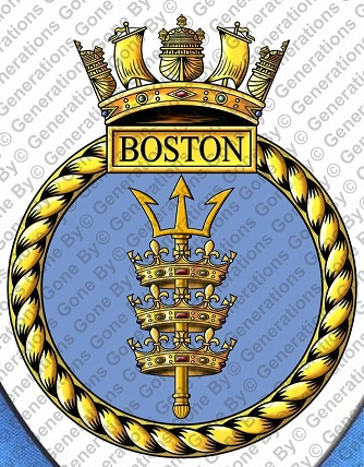 Coat of arms (crest) of the HMS Boston, Royal Navy