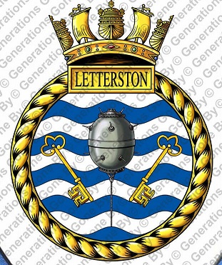 Coat of arms (crest) of the HMS Letterston, Royal Navy