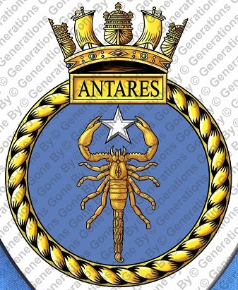 Coat of arms (crest) of the HMS Antares, Royal Navy