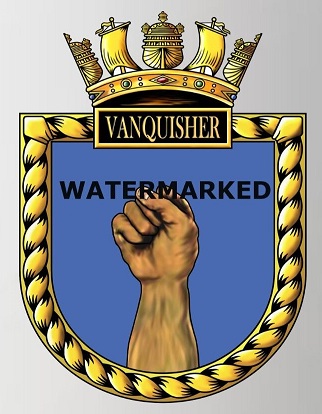 Coat of arms (crest) of the HMS Vanquisher, Royal Navy