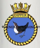 Coat of arms (crest) of the HMS Dipper, Royal Navy
