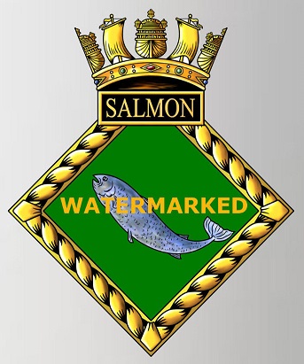 Coat of arms (crest) of the HMS Salmon, Royal Navy