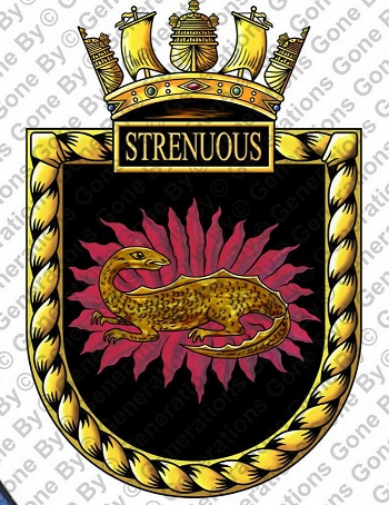 Coat of arms (crest) of the HMS Strenous, Royal Navy