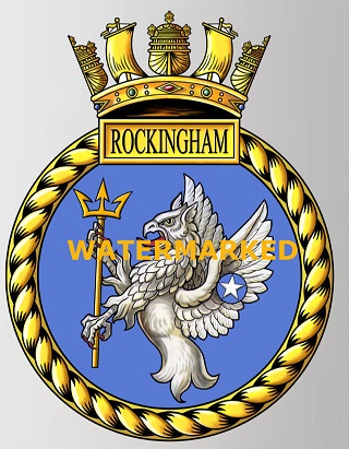 Coat of arms (crest) of the HMS Rockingham, Royal Navy