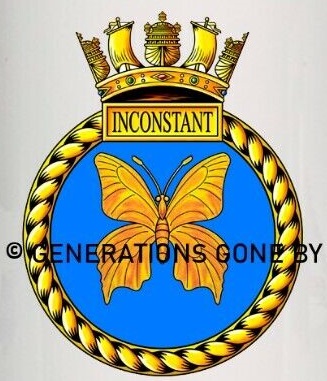 Coat of arms (crest) of the HMS Inconstant, Royal Navy