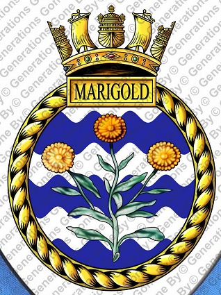 Coat of arms (crest) of the HMS Marigold, Royal Navy