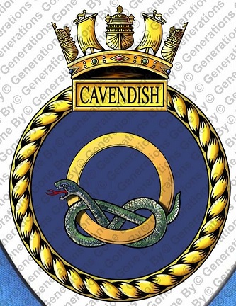 Coat of arms (crest) of the HMS Cavendish, Royal Navy