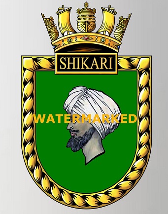 Coat of arms (crest) of the HMS Shikari, Royal Navy