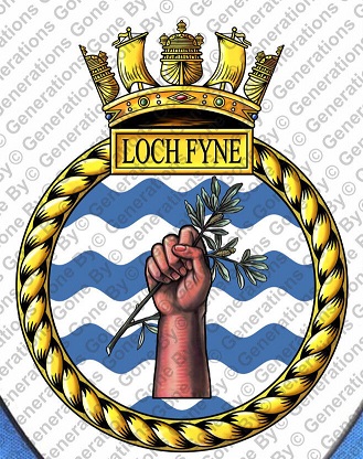 Coat of arms (crest) of the HMS Loch Fyne, Royal Navy