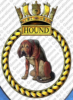 Coat of arms (crest) of the HMS Hound, Royal Navy