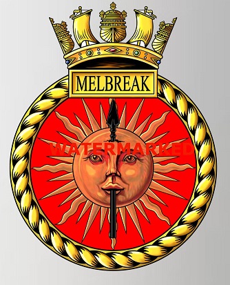 Coat of arms (crest) of the HMS Melbreak, Royal Navy