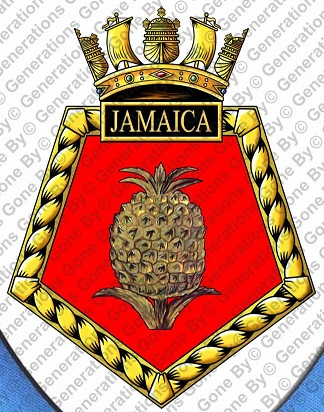 Coat of arms (crest) of the HMS Jamaica, Royal Navy