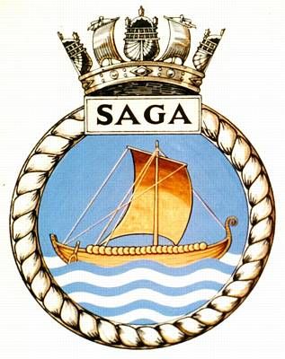 Coat of arms (crest) of the HMS Saga, Royal Navy