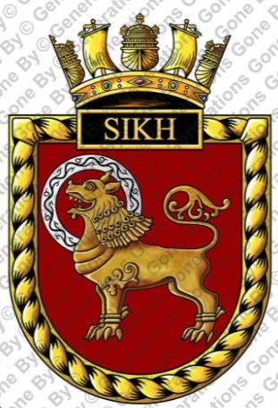 Coat of arms (crest) of the HMS Sikh, Royal Navy