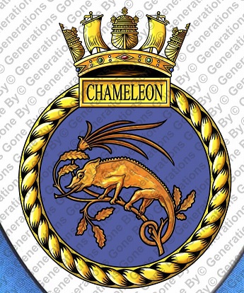 Coat of arms (crest) of the HMS Chameleon, Royal Navy