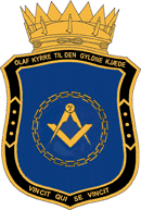 Coat of arms (crest) of Lodge of St John no 22 Olaf Kyrre til den gyldne Kjaede (Norwegian Order of Freemasons)