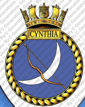 Coat of arms (crest) of HMS Cynthia, Royal Navy