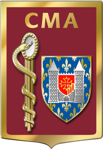 Coat of arms (crest) of the Armed Forces Military Medical Centre Carcassone, France