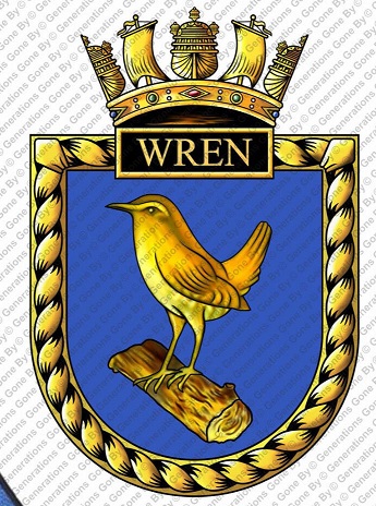 Coat of arms (crest) of the HMS Wren, Royal Navy