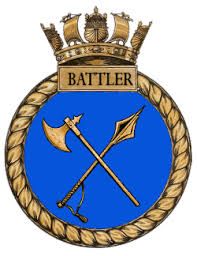 Coat of arms (crest) of the HMS Battler, Royal Navy