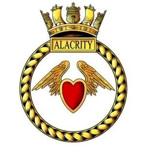 Coat of arms (crest) of the HMS Alacrity, Royal Navy