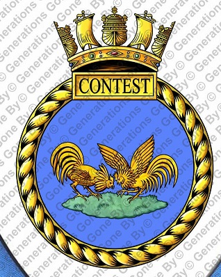 Coat of arms (crest) of the HMS Contest, Royal Navy