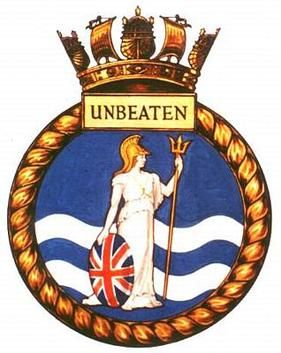 Coat of arms (crest) of the HMS Unbeaten, Royal Navy