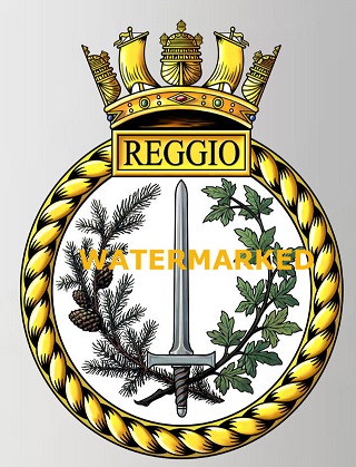 Coat of arms (crest) of the HMS Reggio, Royal Navy