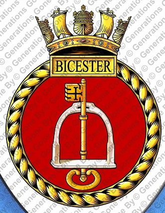 Coat of arms (crest) of the HMS Bicester, Royal Navy