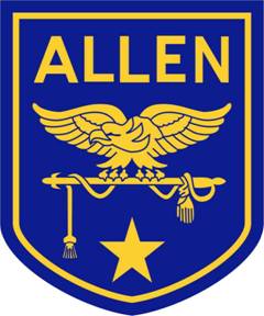 Coat of arms (crest) of Allen Military Academy Junior Reserve Officer Training Corps, US Army