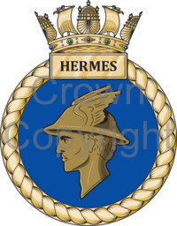 Coat of arms (crest) of the HMS Hermes, Royal Navy