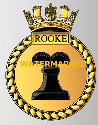 Coat of arms (crest) of the HMS Rooke, Royal Navy