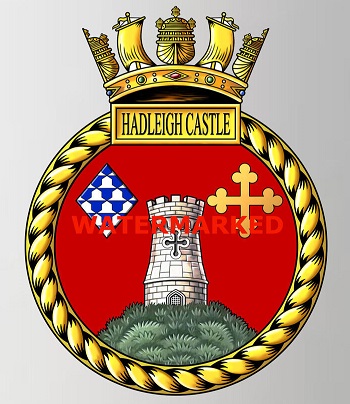 Coat of arms (crest) of the HMS Hadleigh Castle, Royal Navy