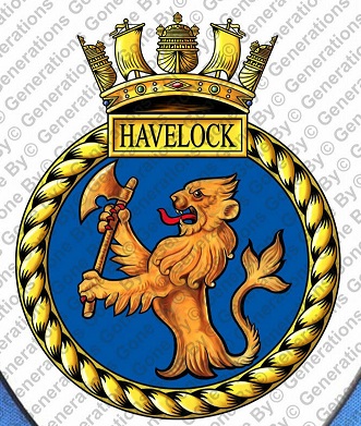 Coat of arms (crest) of the HMS Havelock, Royal Navy
