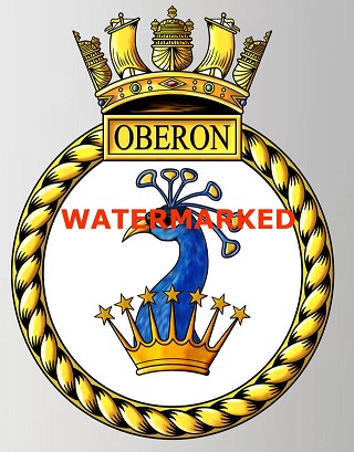 Coat of arms (crest) of the HMS Oberon, Royal Navy
