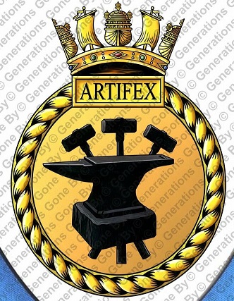 Coat of arms (crest) of the HMS Artifex, Royal Navy