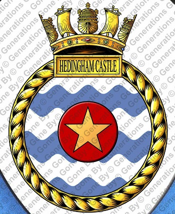Coat of arms (crest) of the HMS Hedingham Castle, Royal Navy
