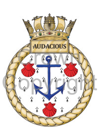 Coat of arms (crest) of the HMS Audacious, Royal Navy