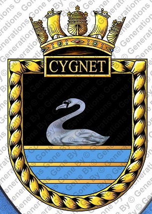 Coat of arms (crest) of the HMS Cygnet, Royal Navy