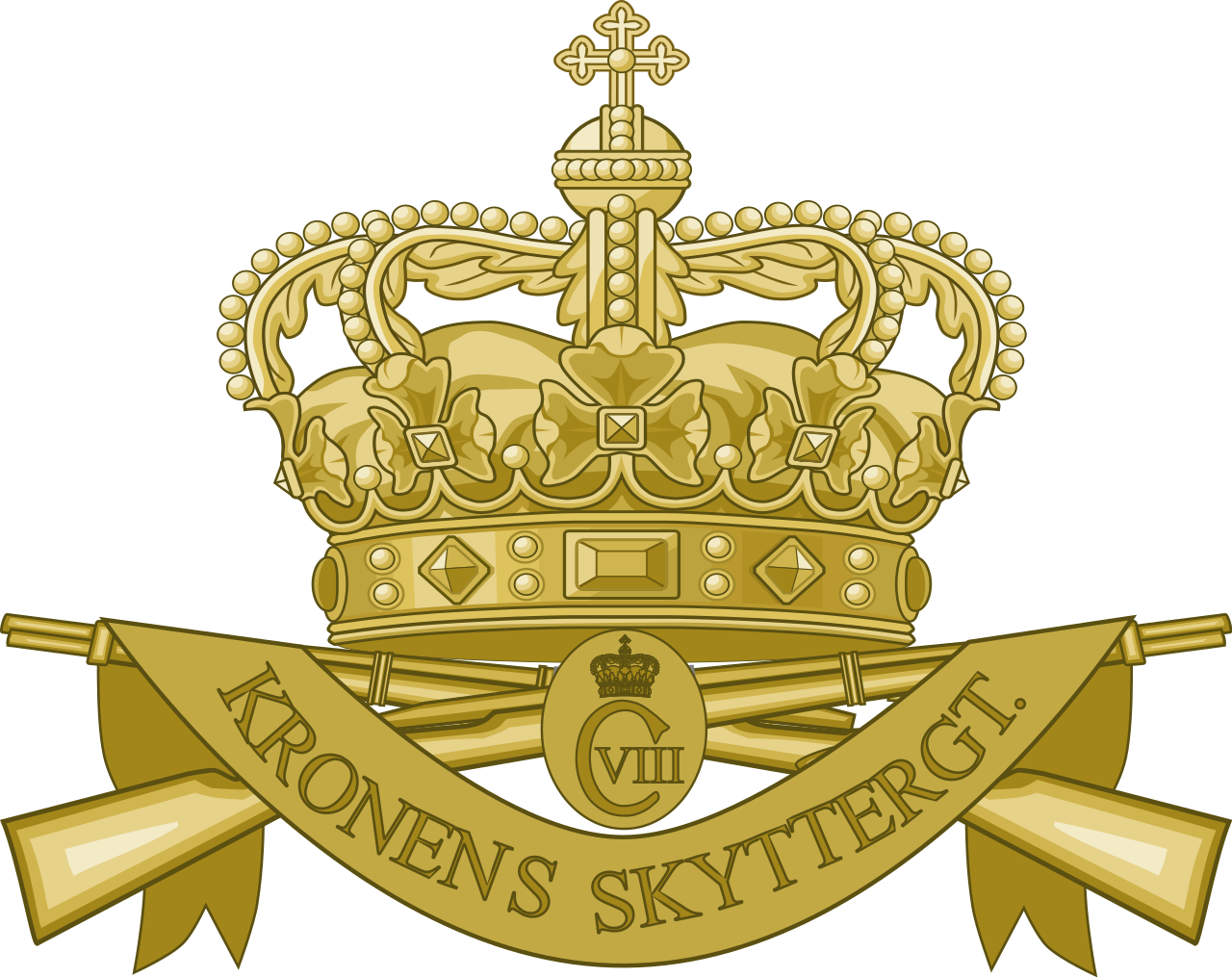 Emblem (crest) of the The Crown's Rifle Regiment, Danish Army
