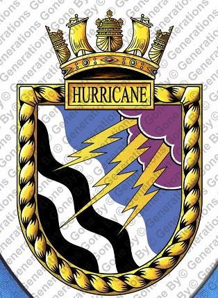 Coat of arms (crest) of the HMS Hurricane, Royal Navy