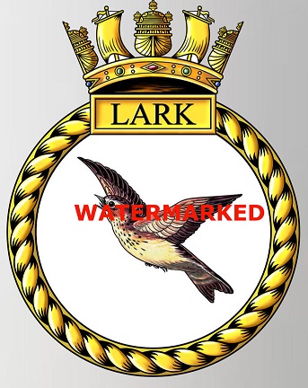 Coat of arms (crest) of the HMS Lark, Royal Navy