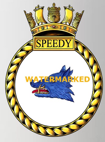 Coat of arms (crest) of the HMS Speedy, Royal Navy