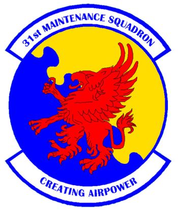 Coat of arms (crest) of the 31st Maintenance Squadron, US Air Force