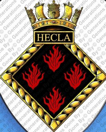 Coat of arms (crest) of the HMS Hecla, Royal Navy